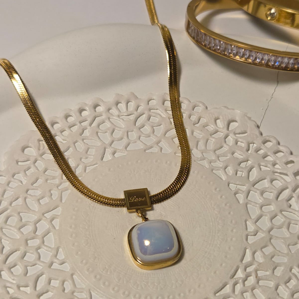 Opal "Love" Square Necklace