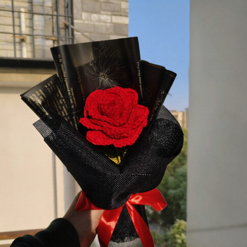 Red Rose Bouquet - Black Wrap