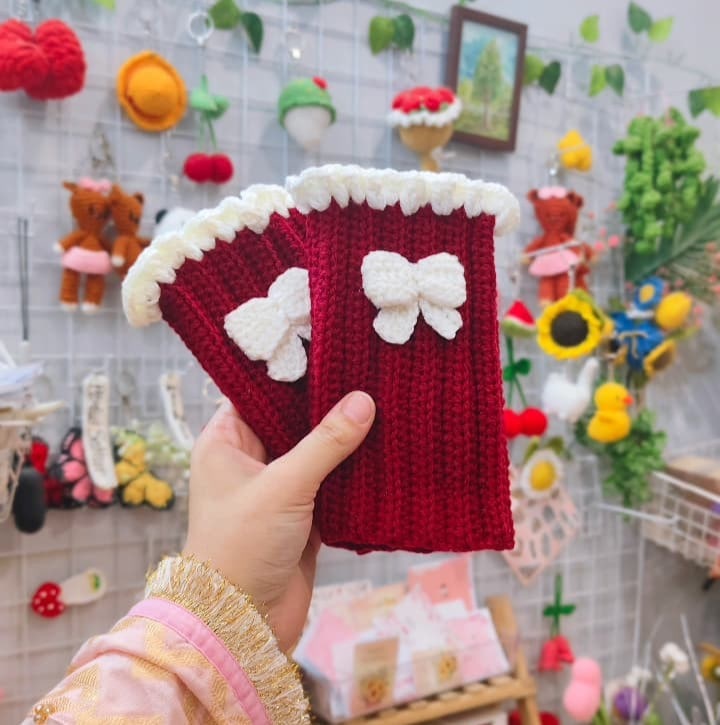 Maroon Crochet Hand Warmers