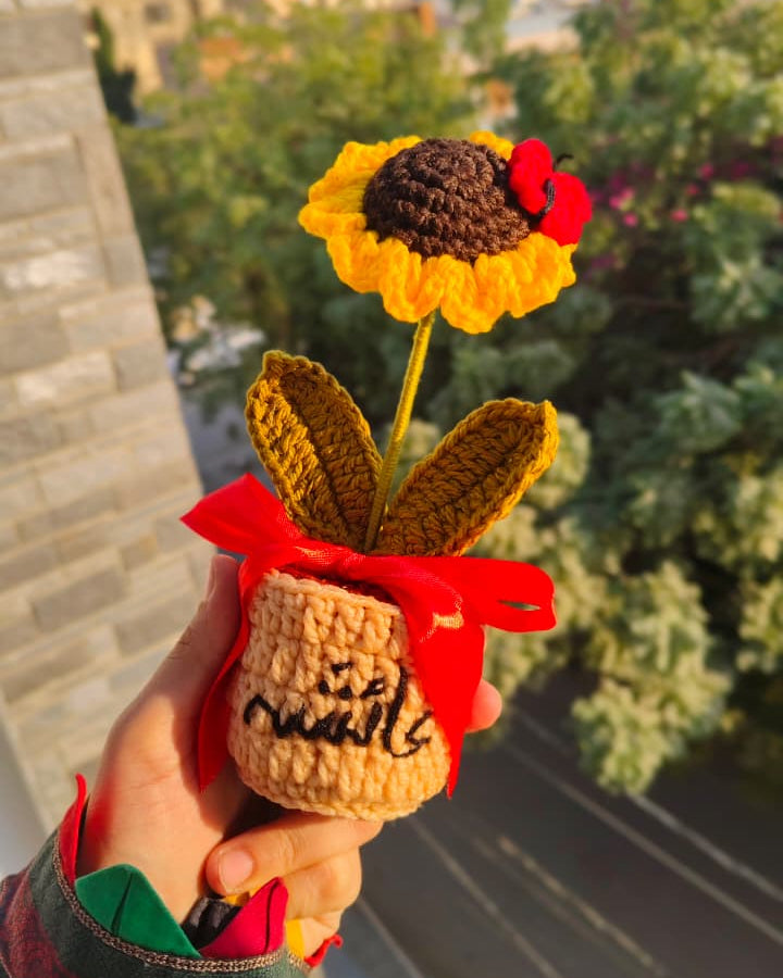 Sunflower pot with Butterfly