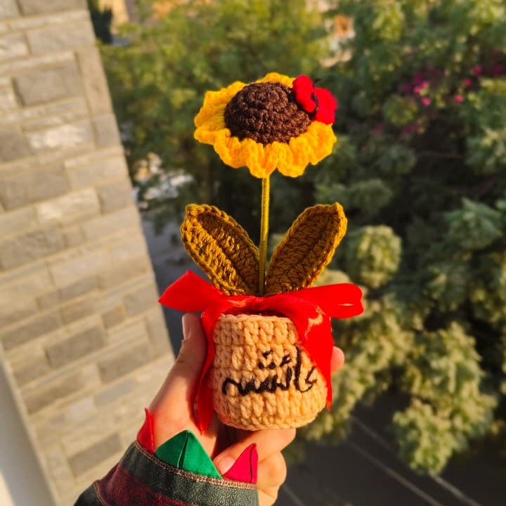 Sunflower pot with Butterfly