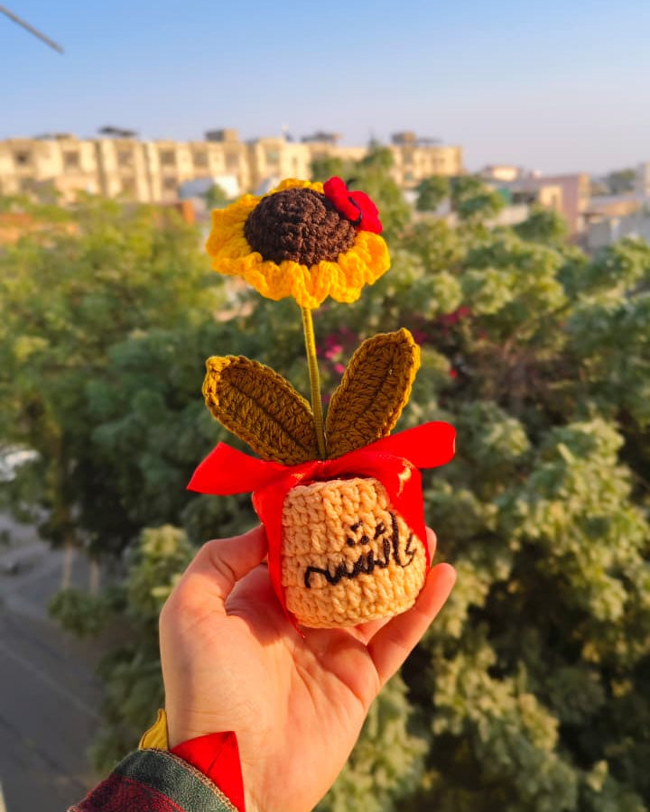 Sunflower pot with Butterfly