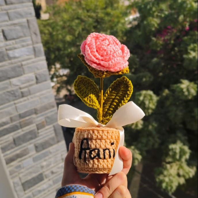 Peach Rose Pot ( 7 Inches )