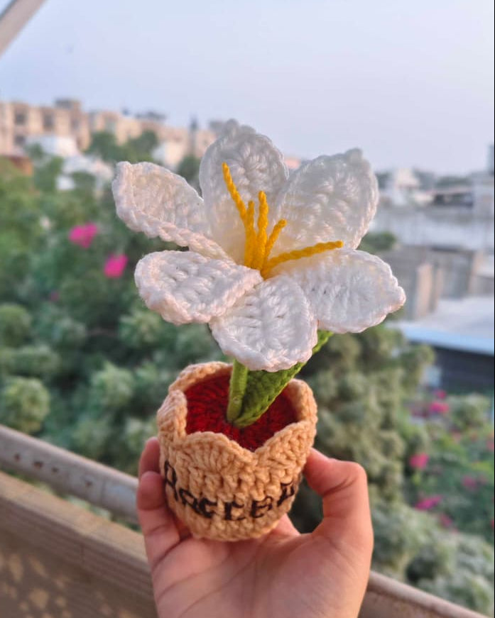 White Lily Flower Pot
