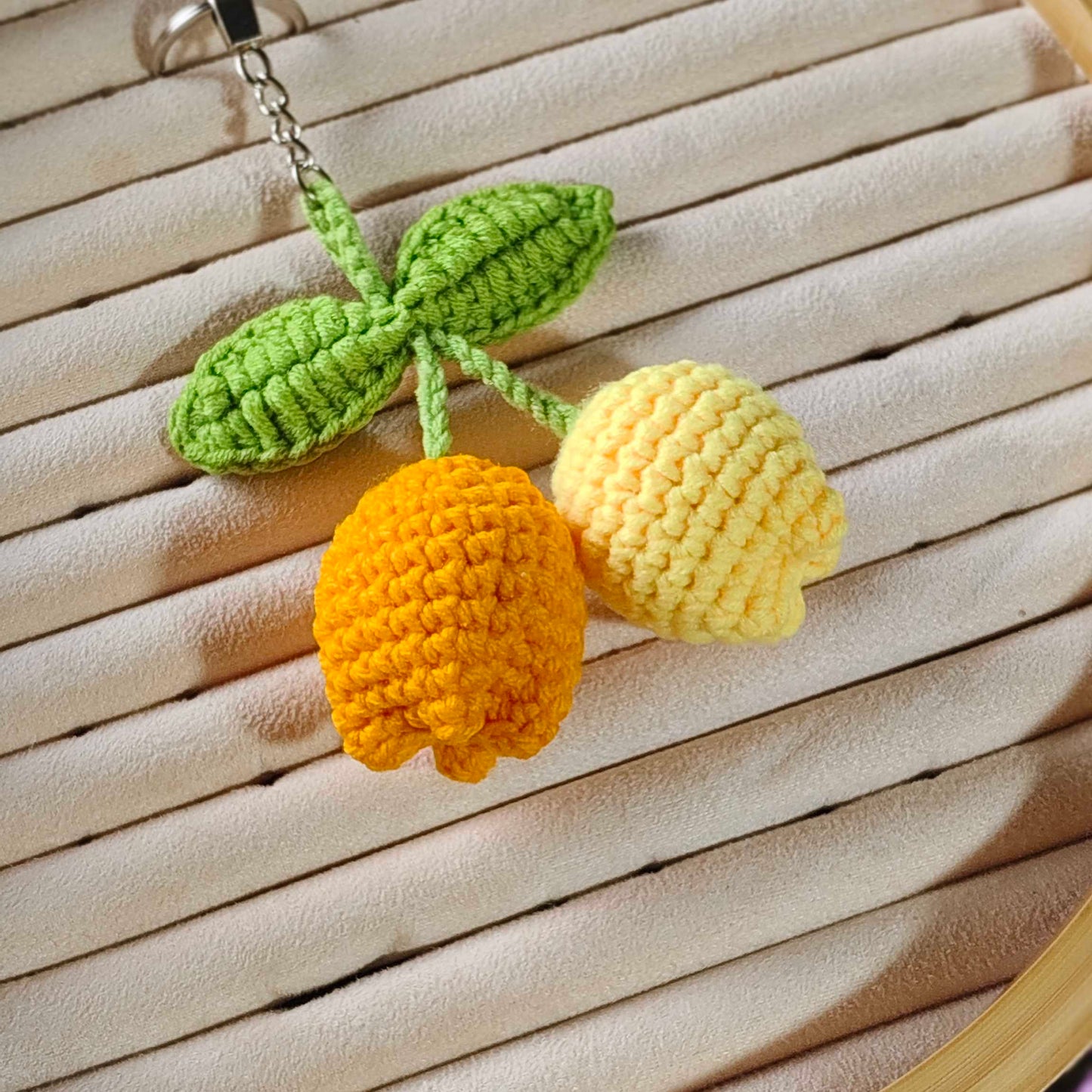 Double Tulip flower keychain - Busy Bee Artist