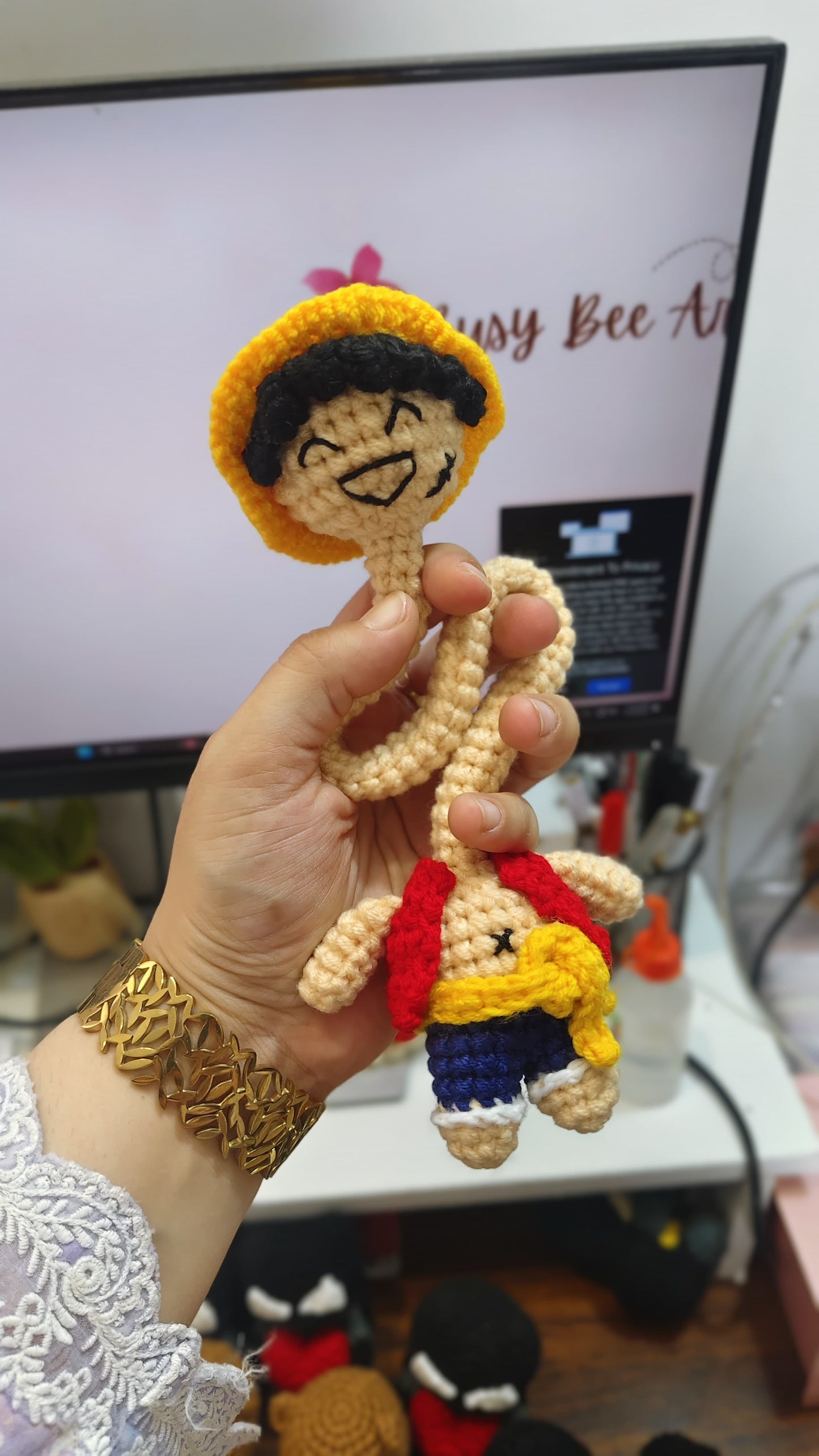 Luffy Long-Neck Crochet Doll | Anime Plush Gift