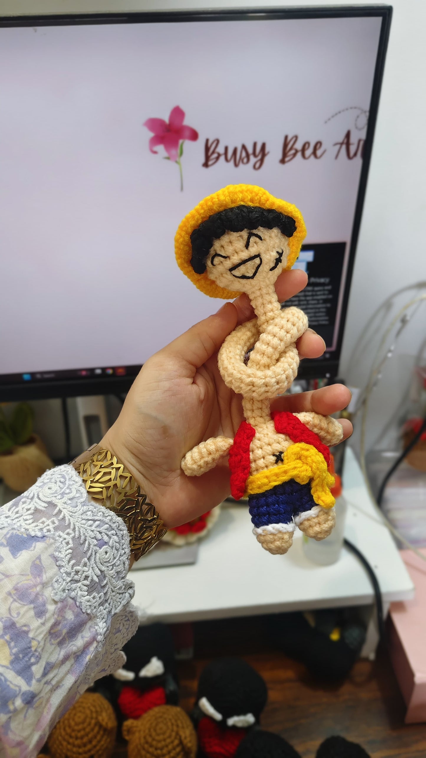 Luffy Long-Neck Crochet Doll | Anime Plush Gift