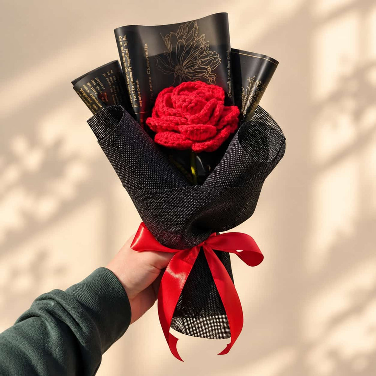 Red Rose Bouquet - Black Wrap