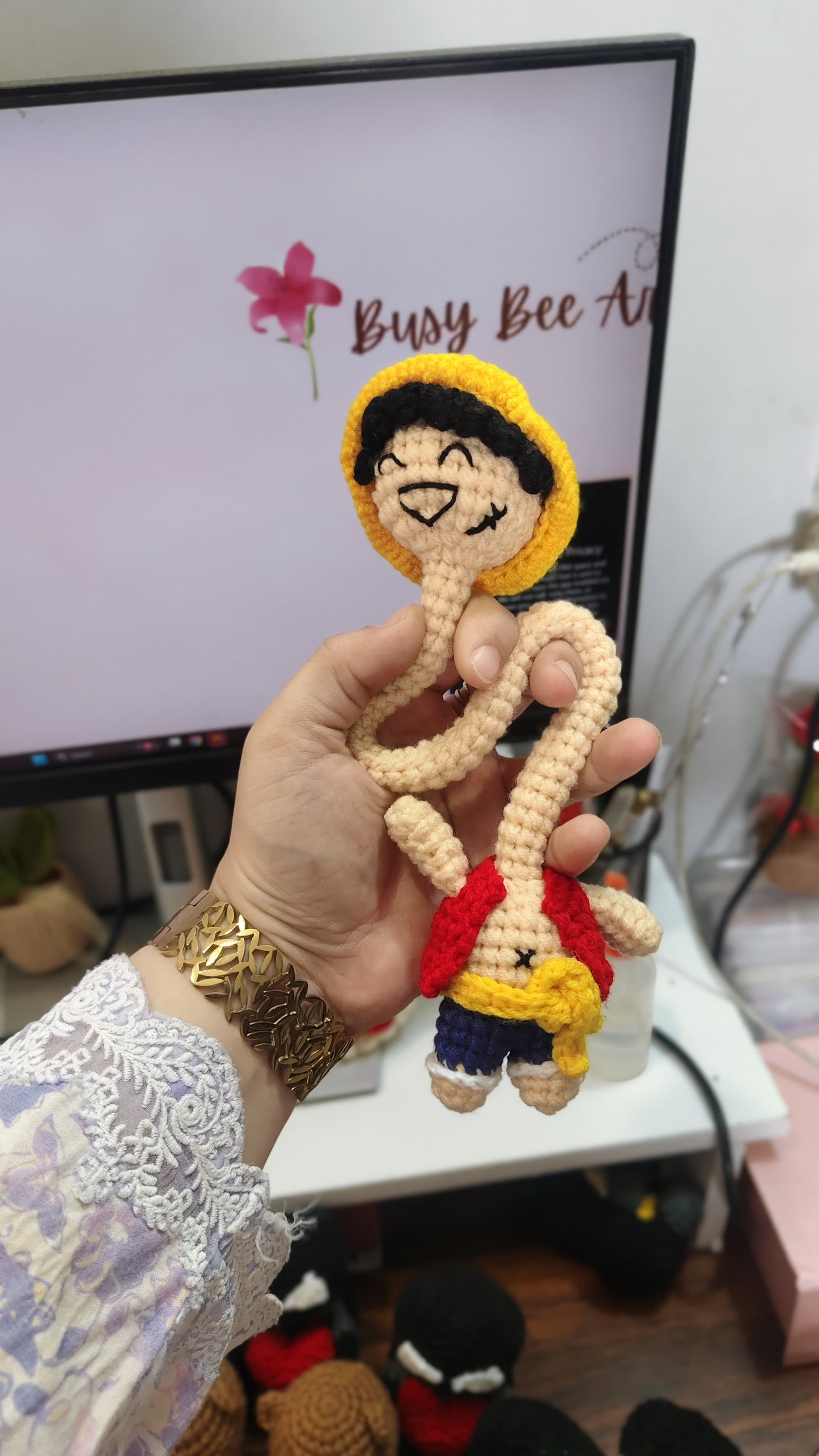 Luffy Long-Neck Crochet Doll | Anime Plush Gift