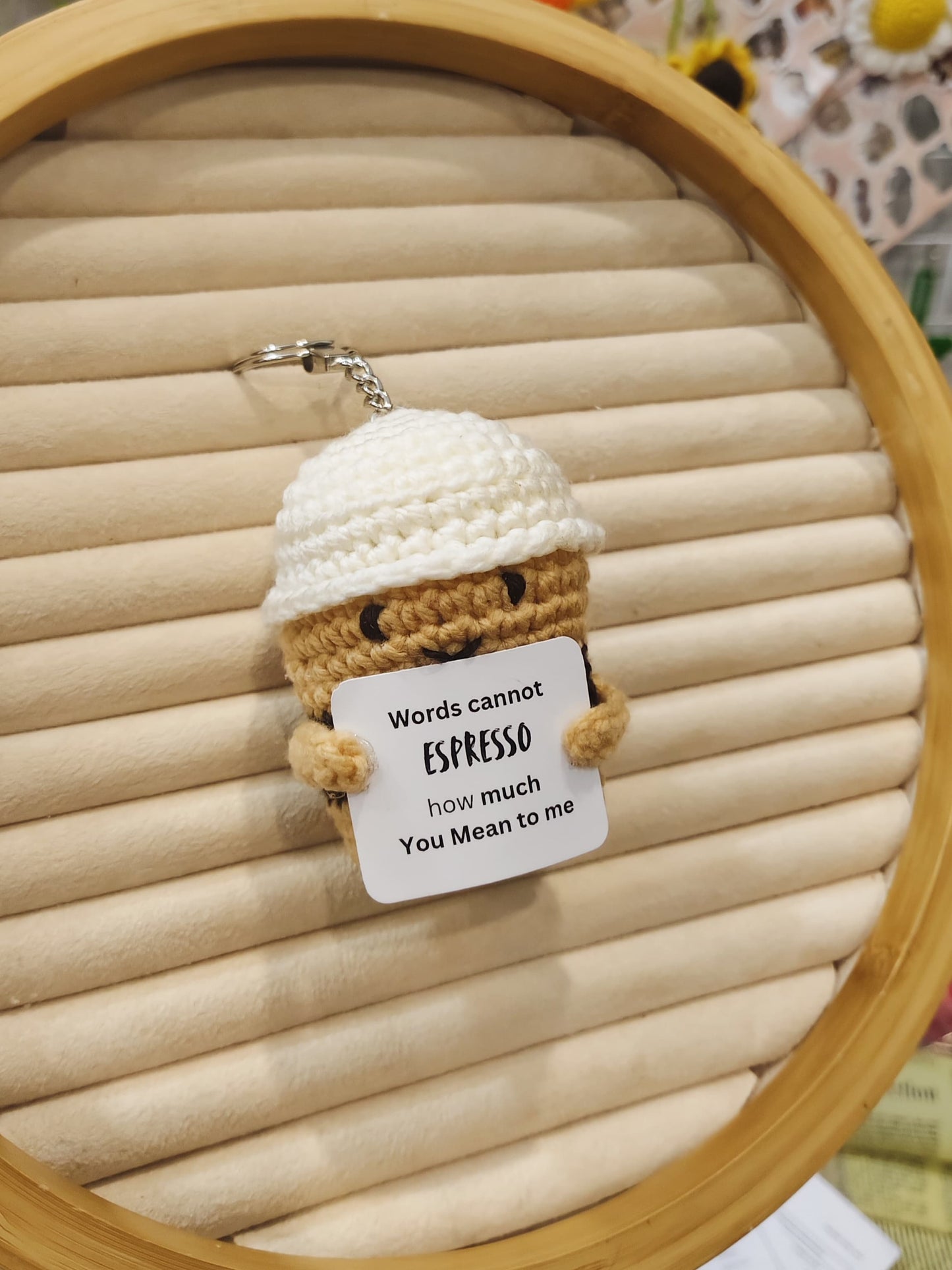 Emotional support coffee keychain