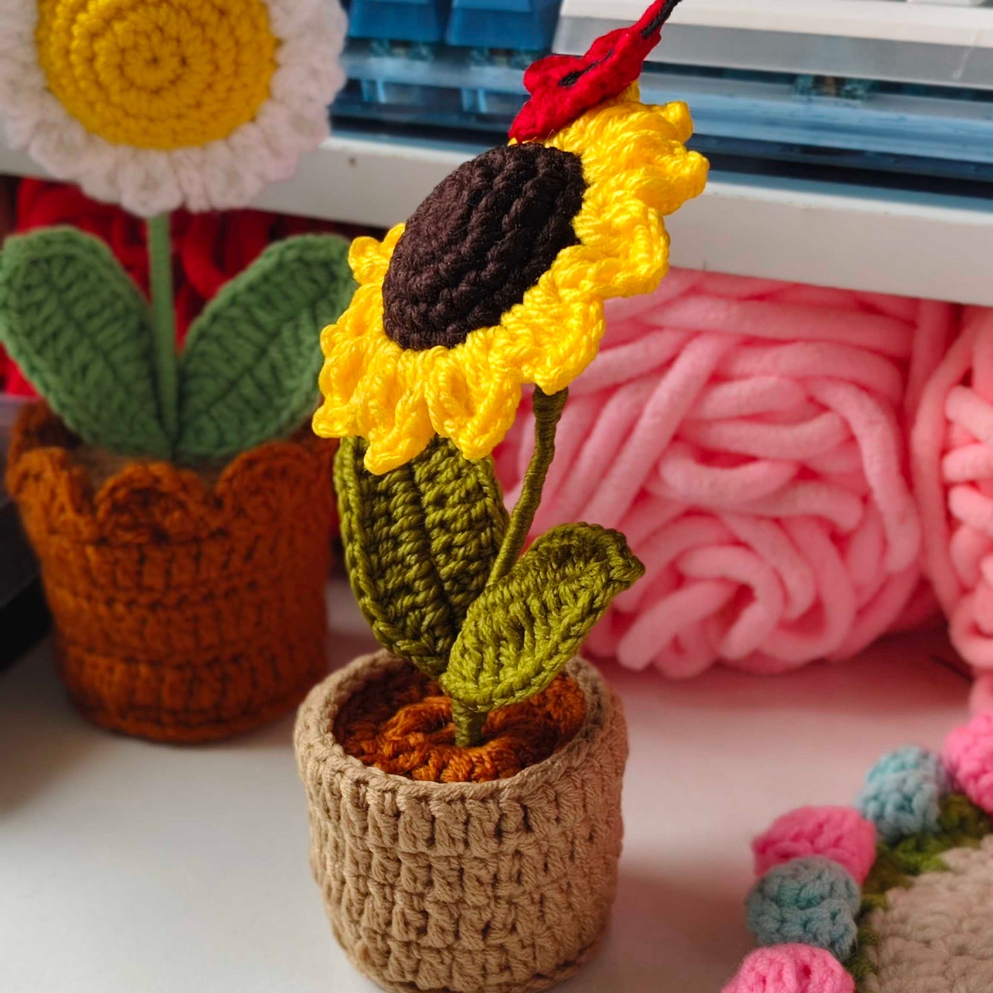 Sunflower pot with Butterfly - Busy Bee Artist