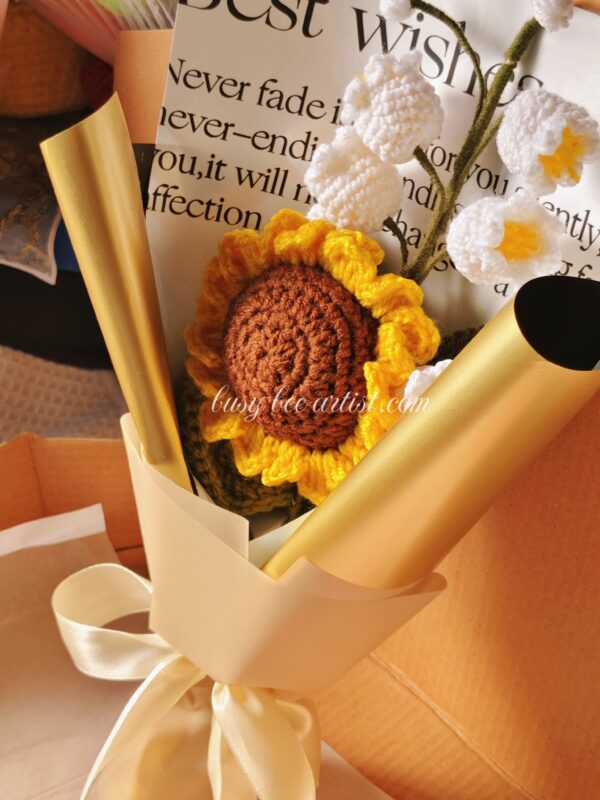 Sunflower with lily of valley bouquet