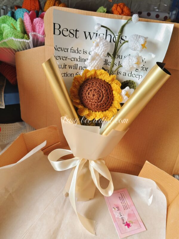 Sunflower with lily of valley bouquet