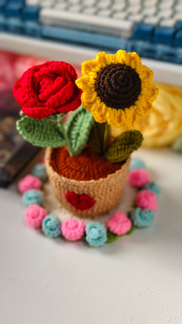 Sunflower + Rose Pot